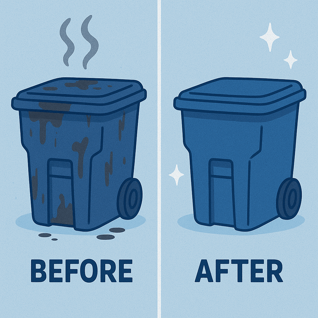 Bin before and after cleaning