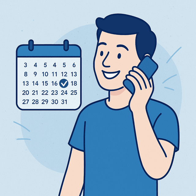 Person booking a cleaning on the phone